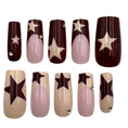 Load image into Gallery viewer, Burgundy & Cream Star Girl Nails
