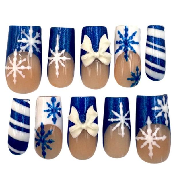 Blue Snowflake Nails