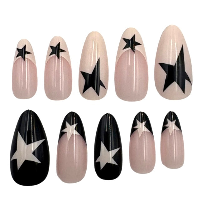 Black & White Star Girl Nails